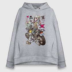 Толстовка оверсайз женская Anime biker girl, цвет: меланж