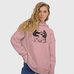 Толстовка оверсайз женская Медведи боксеры, цвет: пыльно-розовый — фото 2
