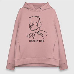 Толстовка оверсайз женская Bart Simpson - Rock n Roll, цвет: пыльно-розовый