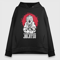 Толстовка оверсайз женская Jiu Jitsu red sun Brazil logo, цвет: черный