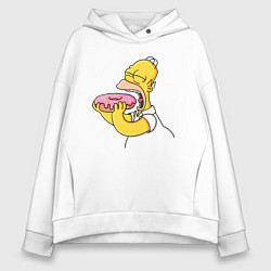 Женское худи оверсайз Гомер Симпсон нацелился на пончик