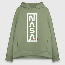 Толстовка оверсайз женская Наса - logo, цвет: авокадо