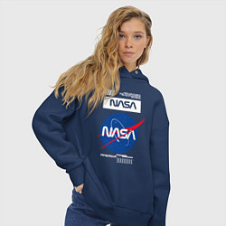 Толстовка оверсайз женская Nasa - Logo, цвет: тёмно-синий — фото 2