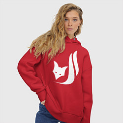 Толстовка оверсайз женская Лиса схематичное лого, цвет: красный — фото 2