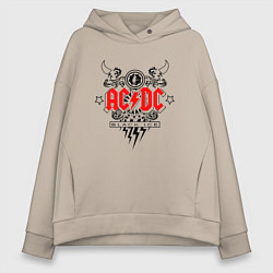 Толстовка оверсайз женская ACDC Black Ice с молниями, цвет: миндальный