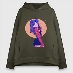 Толстовка оверсайз женская Misato Katsuragi Evangelion, цвет: хаки