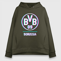 Толстовка оверсайз женская Borussia FC в стиле glitch, цвет: хаки