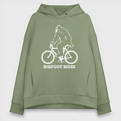 Толстовка оверсайз женская Бигфут на велосипеде, цвет: авокадо
