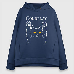 Толстовка оверсайз женская Coldplay rock cat, цвет: тёмно-синий