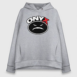 Женское худи оверсайз Onyx - black logo