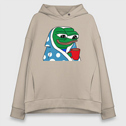 Женское худи оверсайз Frog Pepe мем