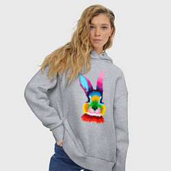 Толстовка оверсайз женская Радужный кролик, цвет: меланж — фото 2