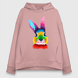 Женское худи оверсайз Радужный кролик