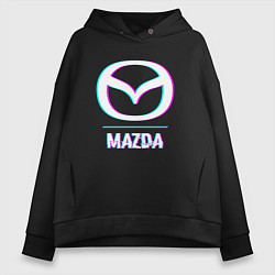 Женское худи оверсайз Значок Mazda в стиле glitch