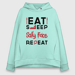 Женское худи оверсайз Надпись: eat sleep Sally Face repeat