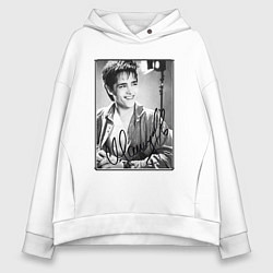 Толстовка оверсайз женская Юрий Шатунов - портрет с автографом, цвет: белый