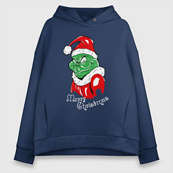 Толстовка оверсайз женская Merry Christmas, Santa Claus Grinch, цвет: тёмно-синий