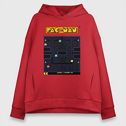 Толстовка оверсайз женская Pac-Man на ZX-Spectrum, цвет: красный