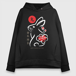 Женское худи оверсайз Chinese New Year - rabbit with flower