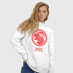 Толстовка оверсайз женская Year of the rabbit - 2023, happy chinese New Year, цвет: белый — фото 2