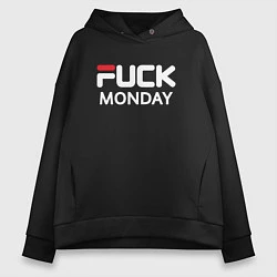 Толстовка оверсайз женская Fuck monday, fila, anti-brand, цвет: черный