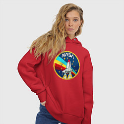 Толстовка оверсайз женская NASA - emblem - USA, цвет: красный — фото 2