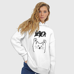 Толстовка оверсайз женская Slayer - rock cat, цвет: белый — фото 2