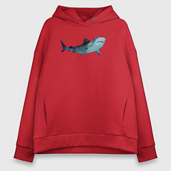 Толстовка оверсайз женская Realistic shark, цвет: красный