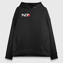 Толстовка оверсайз женская Логотип N7, цвет: черный