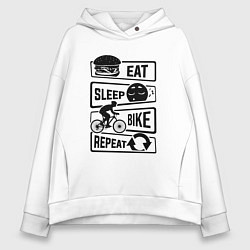 Женское худи оверсайз Eat sleep bike repeat art