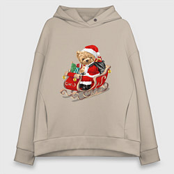 Женское худи оверсайз Новогодний мишка