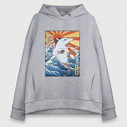 Женское худи оверсайз Гравюра японский опоссум в стиле укиё-э