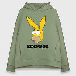 Толстовка оверсайз женская Simpboy - rabbit Homer, цвет: авокадо