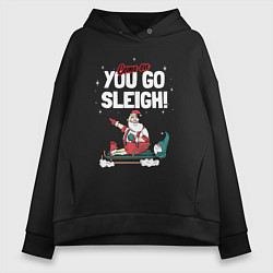 Толстовка оверсайз женская Come on you go sleigh, цвет: черный