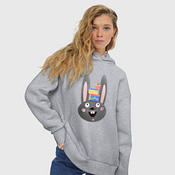 Толстовка оверсайз женская Черный кролик с подарками, цвет: меланж — фото 2