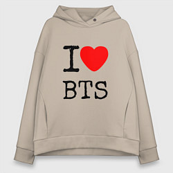 Толстовка оверсайз женская I love BTS, цвет: миндальный