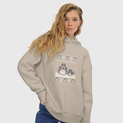 Толстовка оверсайз женская Новогодние тоторики - ugly sweater, цвет: миндальный — фото 2
