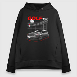 Толстовка оверсайз женская Volkswagen golf art, цвет: черный