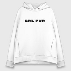 Толстовка оверсайз женская GRL PWR арт, цвет: белый