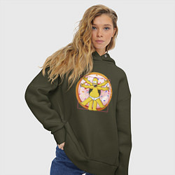 Толстовка оверсайз женская Канонические пропорции Гомера Симпсона - remake, цвет: хаки — фото 2