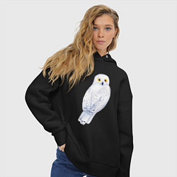 Толстовка оверсайз женская Белая полярная сова, цвет: черный — фото 2