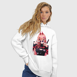 Толстовка оверсайз женская Человек - бензопила крутая Пауэр, цвет: белый — фото 2
