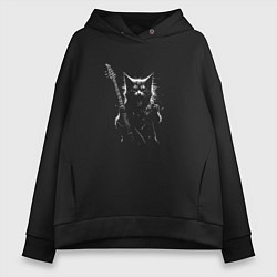 Женское худи оверсайз Black metal cat