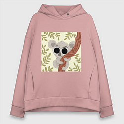 Толстовка оверсайз женская Коала милый, цвет: пыльно-розовый