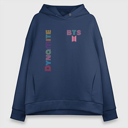 Толстовка оверсайз женская Dynamite BTS logo, цвет: тёмно-синий
