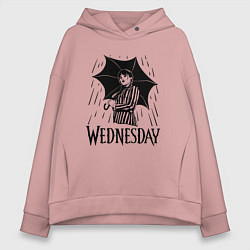 Женское худи оверсайз Уэнсдэй под дождем