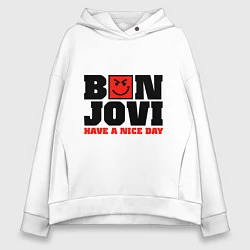 Толстовка оверсайз женская Bon Jovi band, цвет: белый