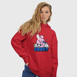 Толстовка оверсайз женская Cooky BT21 Jungkook, цвет: красный — фото 2