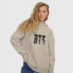 Толстовка оверсайз женская BTS logo, цвет: миндальный — фото 2