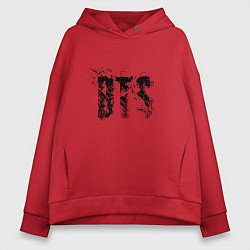 Толстовка оверсайз женская BTS logo, цвет: красный